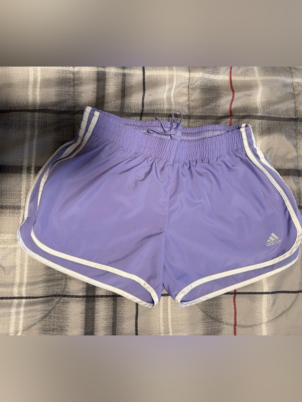 adidas Purple Athletic Shorts with White Piping Large